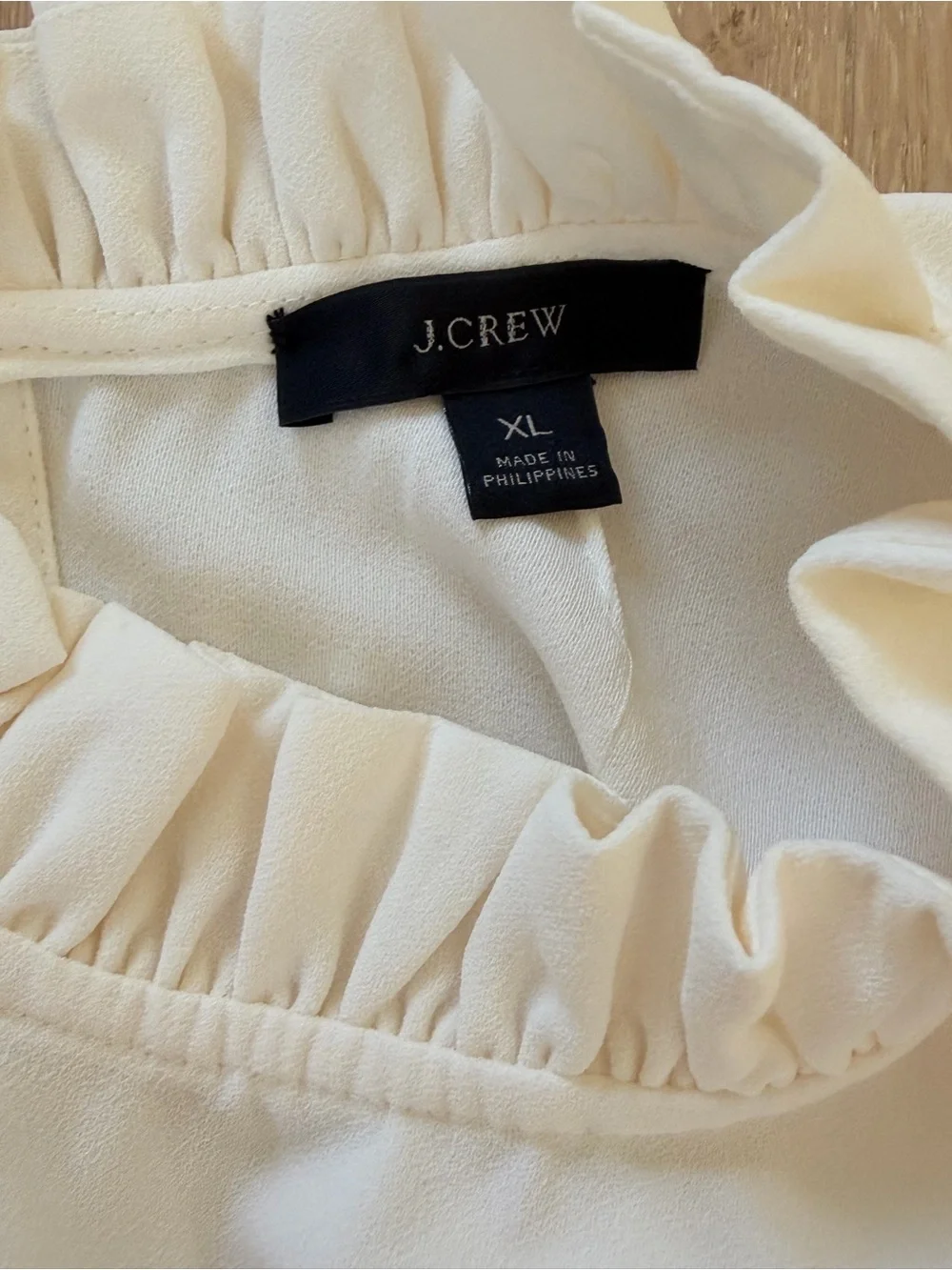J. Crew Cream Ruffle-Neck Long Sleeve Blouse